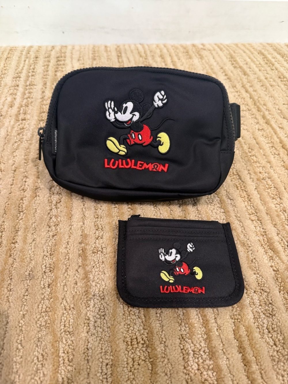 lululemon Disney Black Crossbody Pouch and wallet with Mickey Mouse Embroidery